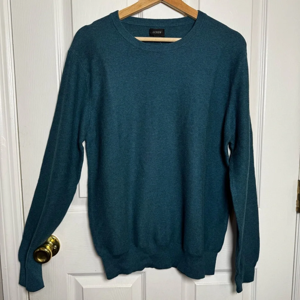 J.Crew Men’s Cotton Crewneck Sweater Teal Blue Green Size M NWT